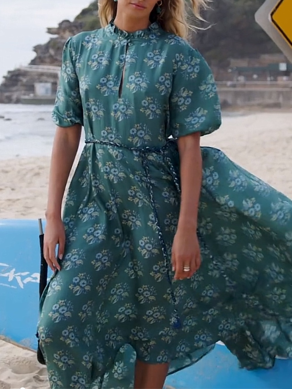 Hannah Artwear Oceanous Floral Silk Maxi Dress